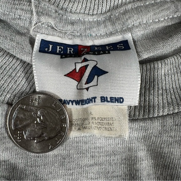 Vintage 90's Patriots Day Shoot-Out Hockey Shirt Jerzees Large Gray New York NY - Picture 9 of 12